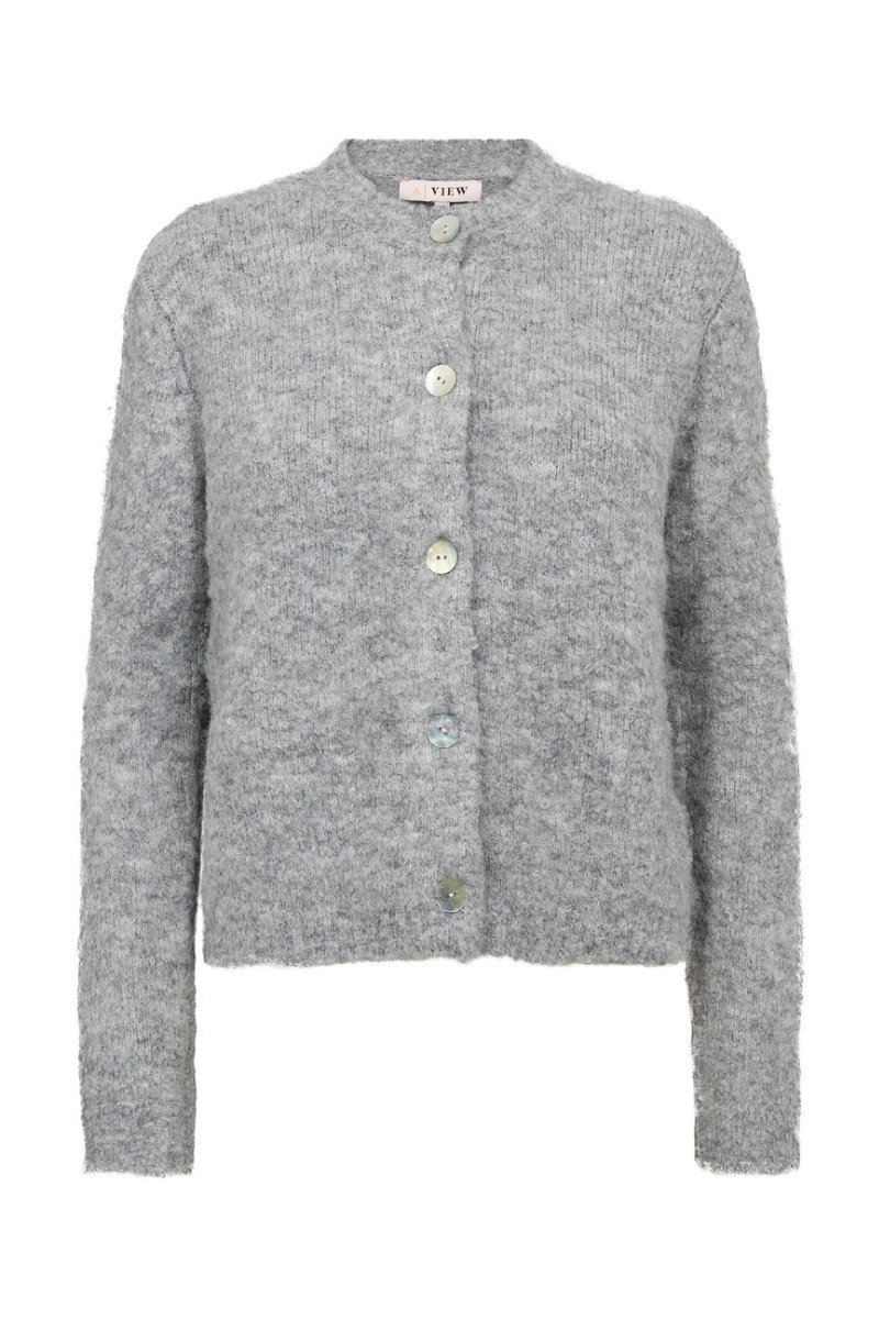 A-View - Cardigan - Audrey New Knit Cardigan - Medium grey melange