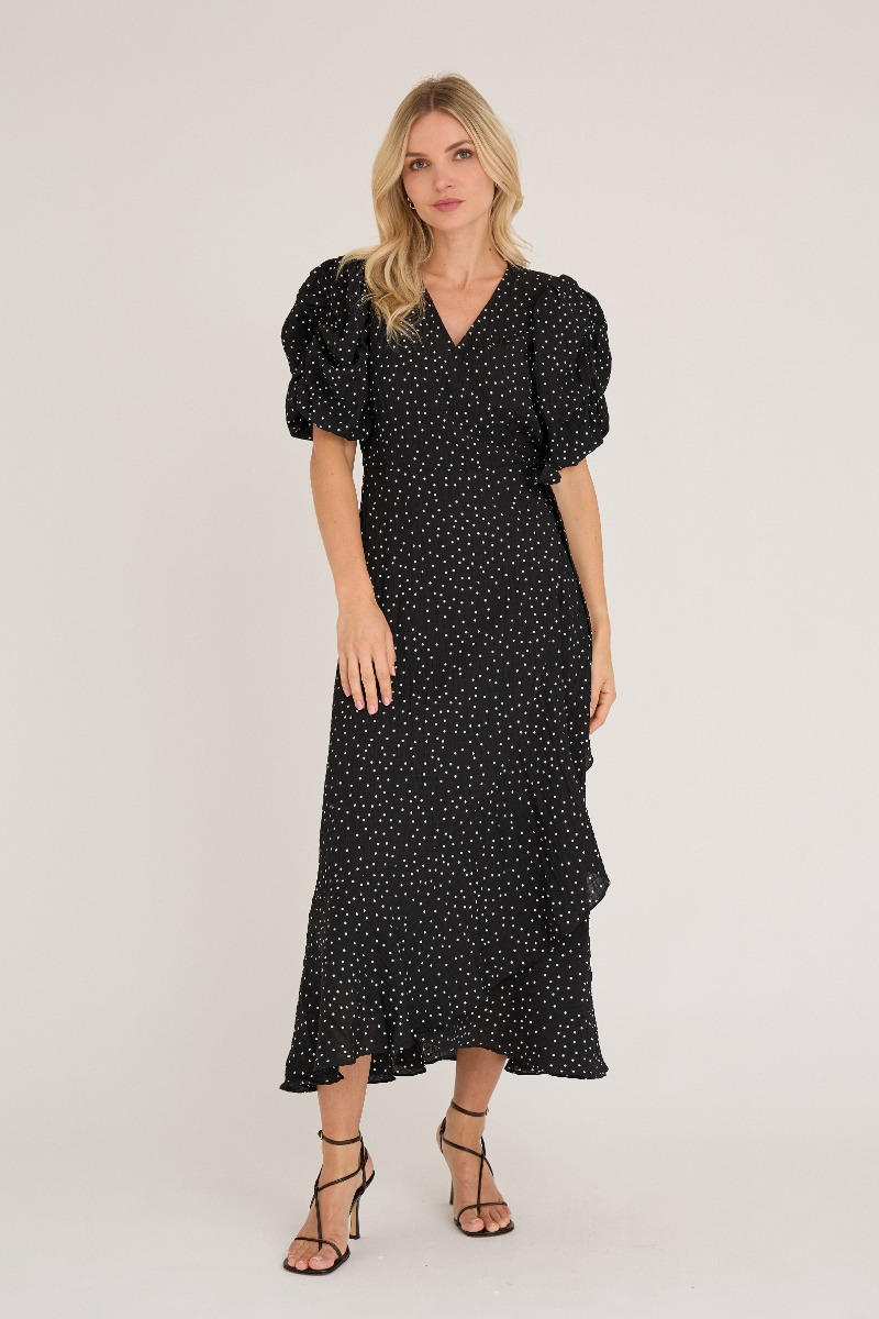 A-View - Kjole - Sinda Dot Dress - Black/White (Levering slut november)