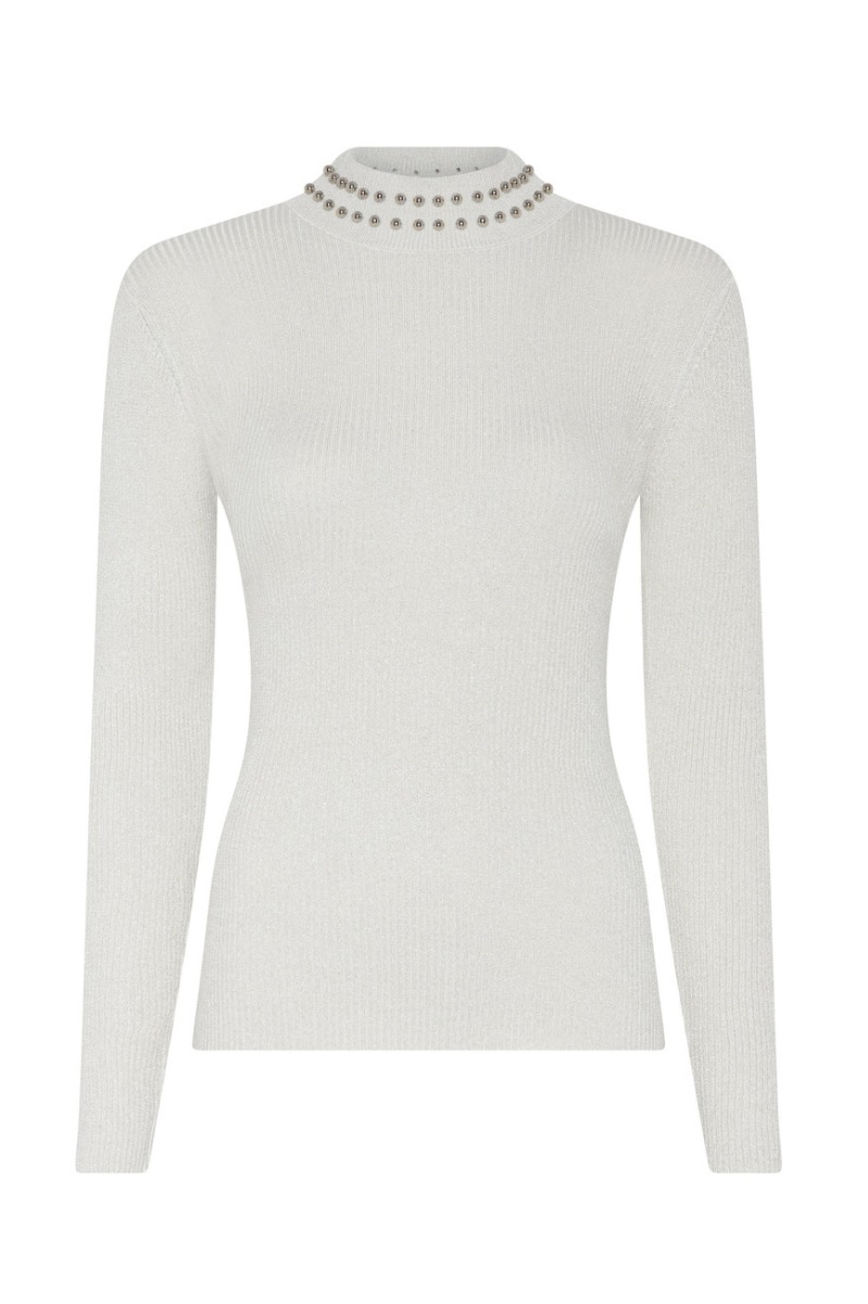 Bruuns Bazaar - Bluse - Anemones Batille blouse - Snow white w white lurex