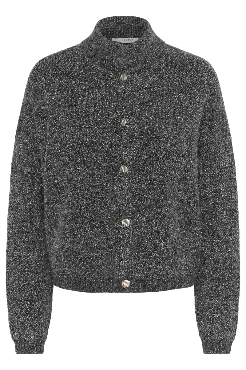 Gestuz - Cardigan - GZalpha lurex short cardigan - Charcoal melange with lurex
