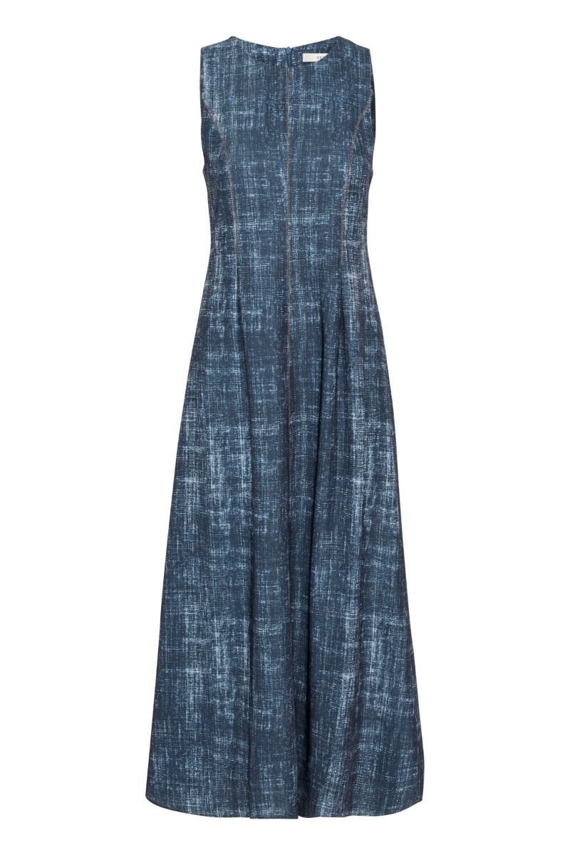 Gestuz - Kjole - GZdemia P Long Dress - Dark Denim Structure Gestuz - Kjole - GZdemia P Long Dress - Dark Denim Structure
