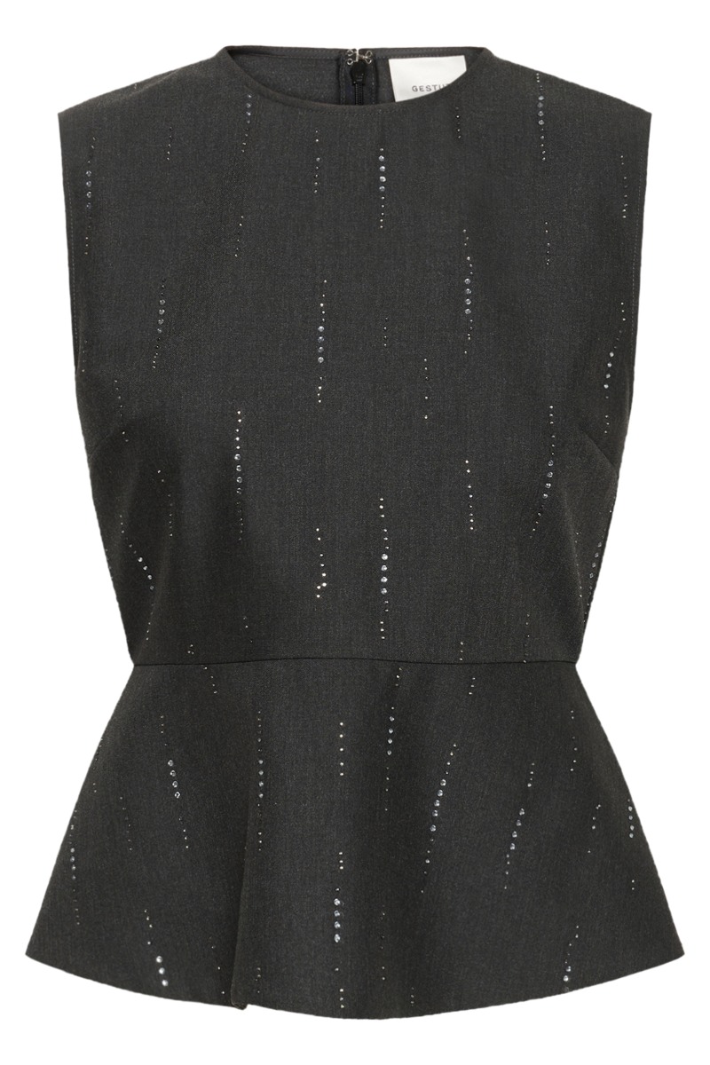 Gestuz - Top - GZadira peplum top - Dark grey melange Gestuz - Top - GZadira peplum top - Dark grey melange