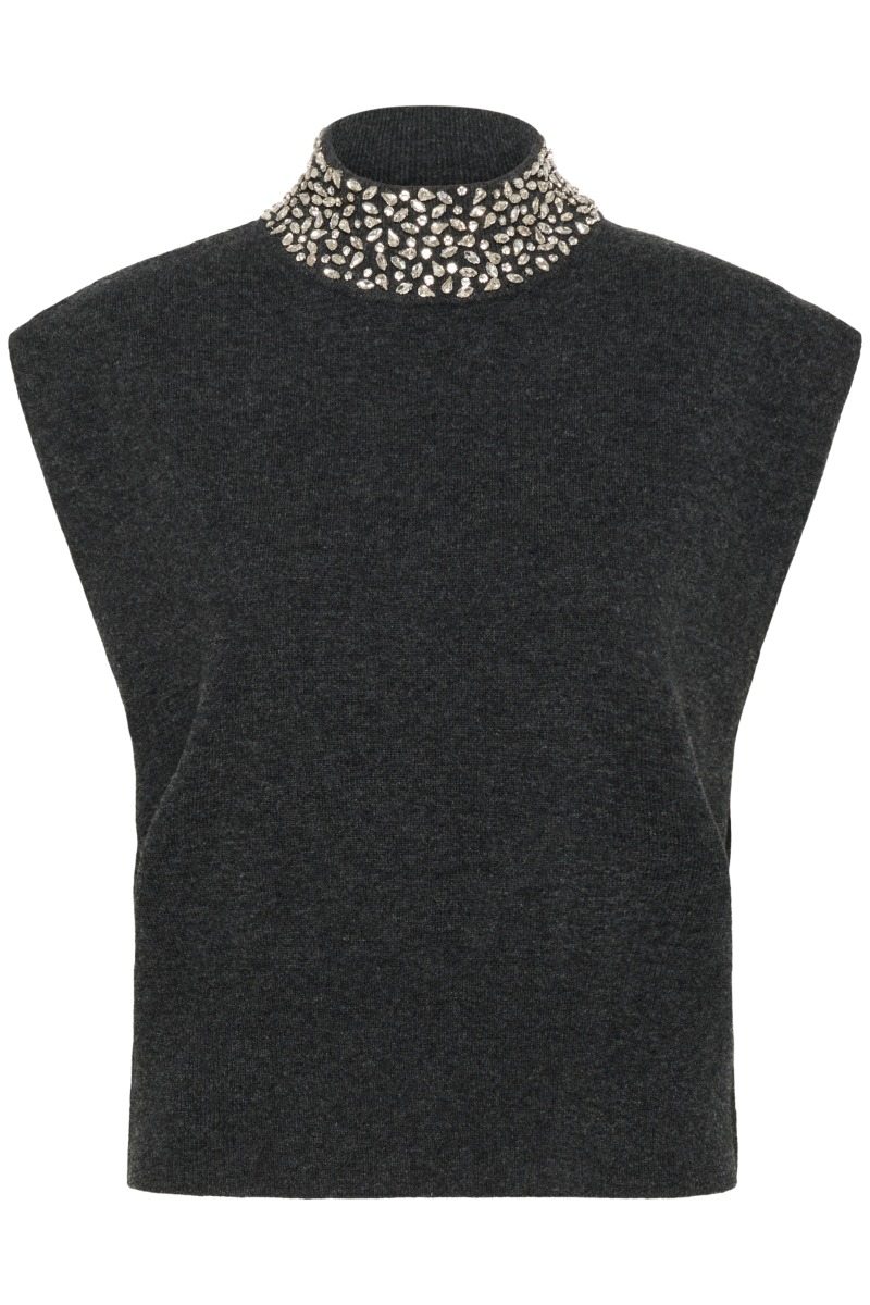 Gestuz - Top - GZmanzi deco waistcoat - Deep Graphite Melange Gestuz - Top - GZmanzi deco waistcoat - Deep Graphite Melange