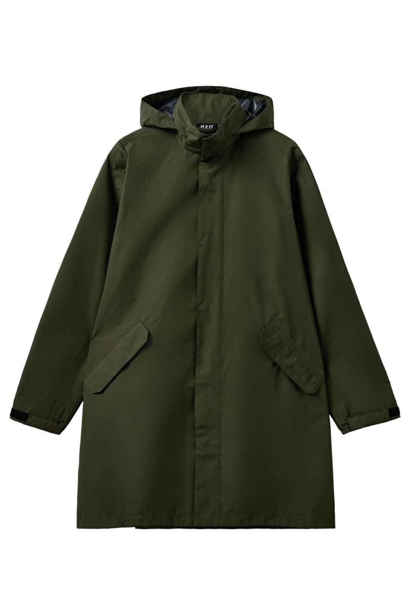 H2O - Regnjakke - Basic Rømø LW Rain Long Jacket - Army H2O - Regnjakke - Basic Rømø LW Rain Long Jacket - Army