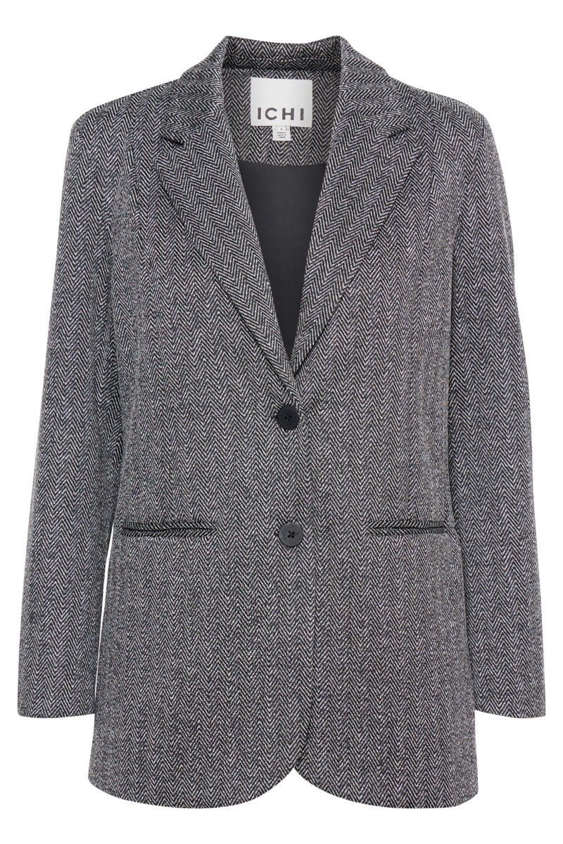 Ichi - Blazer - Kate Jacquard Oversize BL - Black/White Herringbone Ichi - Blazer - Kate Jacquard Oversize BL - Black/White Herringbone