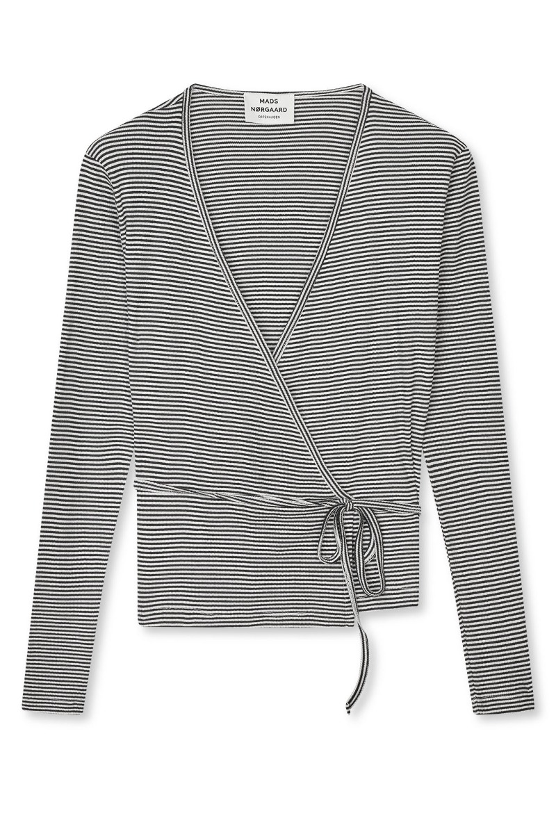 Mads Nørgaard - Bluse - 2x2 Cotton Stripe Susi LS Top - Black/Vanilla Ice Mads Nørgaard - Bluse - 2x2 Cotton Stripe Susi LS Top - Black/Vanilla Ice
