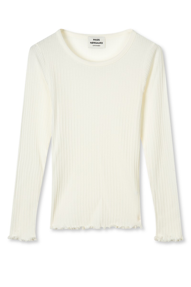 Mads Nørgaard - Bluse - Pointella Troja Tee Ls - Vanilla Ice