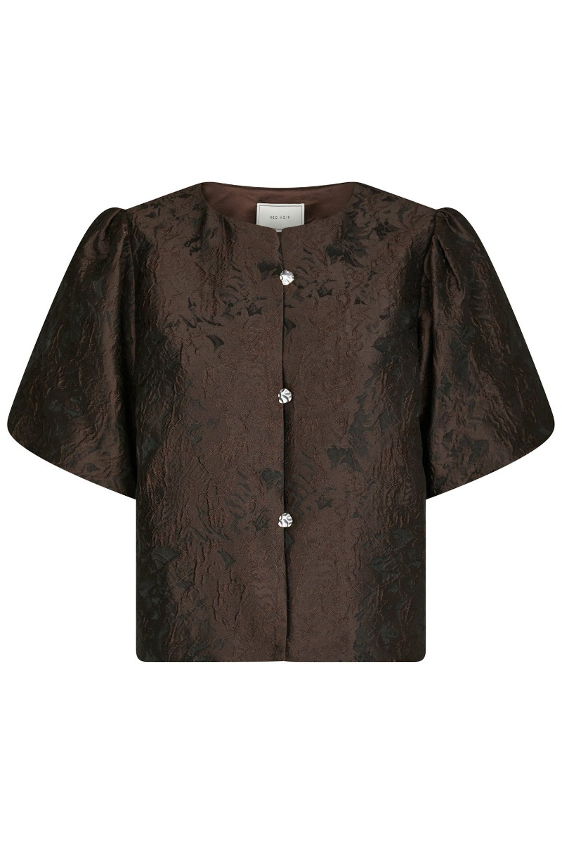 Neo Noir - Bluse - Aisa Brocade Blouse - Dark brown