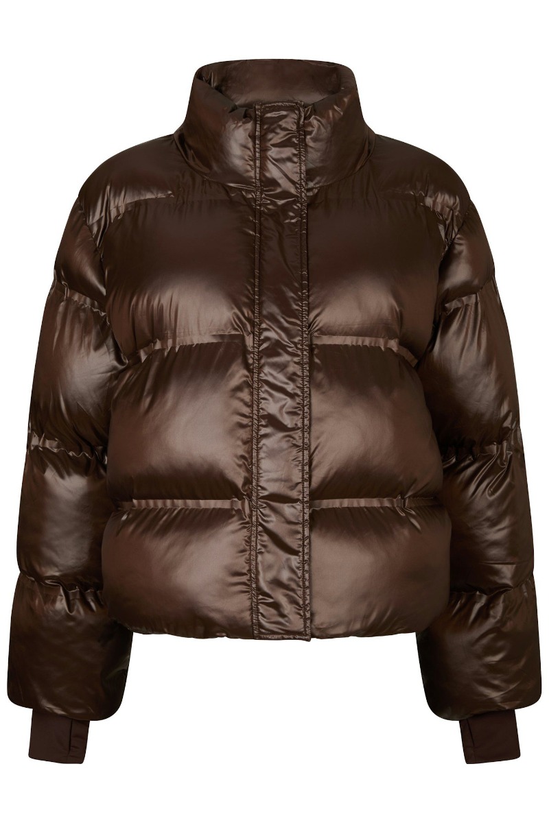 Neo Noir - Jakke - Rhea Shiny Puffer Jacket - Dark brown