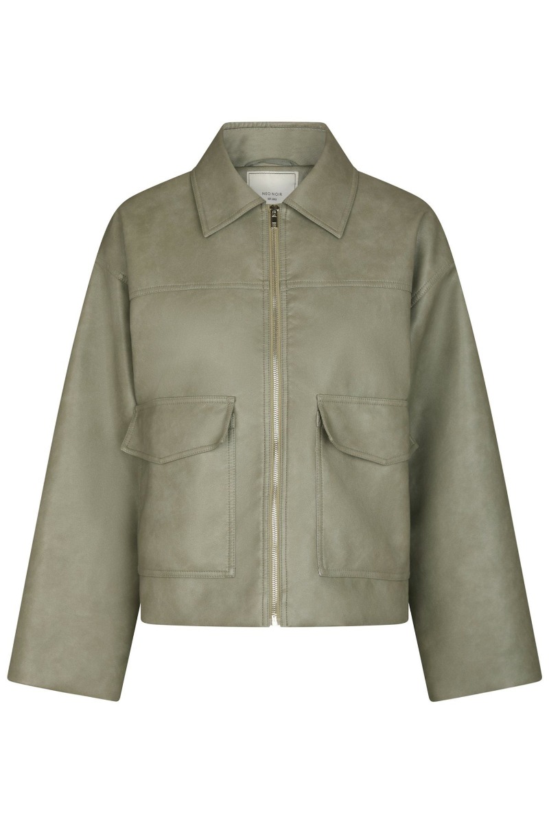Neo Noir - Jakke - Titan Faux Leather Jacket - Soft Green (Levering i marts)