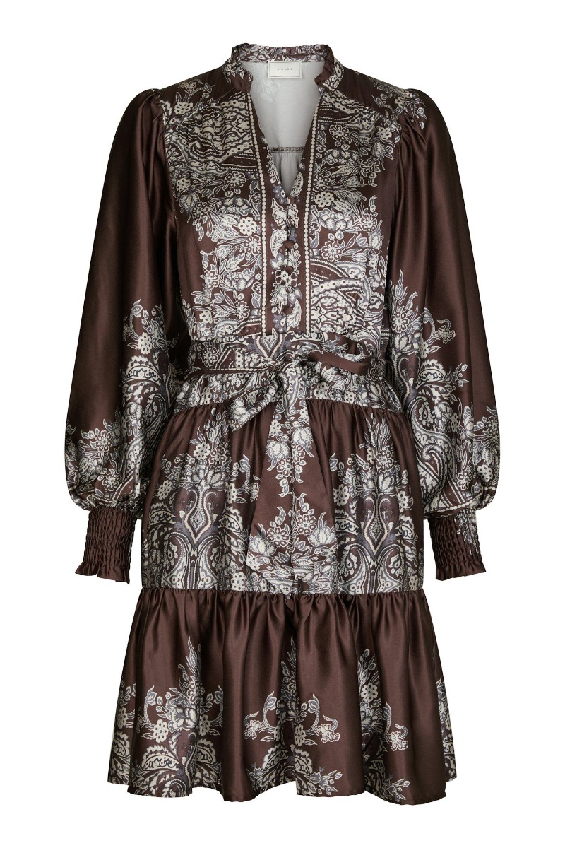 Neo Noir - Kjole - Malfida Paisley Border Dress - Dark brown (Levering midt/slut november) Neo Noir - Kjole - Malfida Paisley Border Dress - Dark brown (Levering midt/slut november)