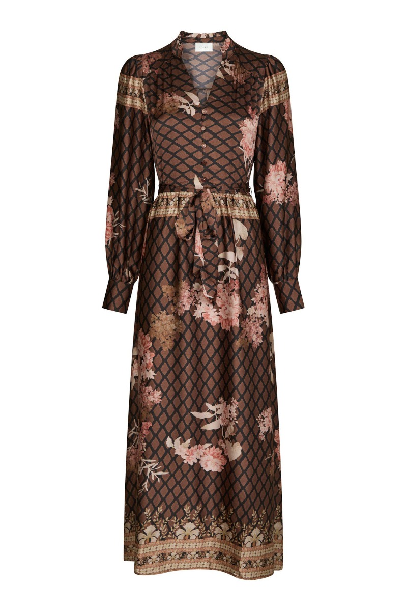 Neo Noir - Kjole - Nova Botanical Border Dress - Black (Levering midt november)