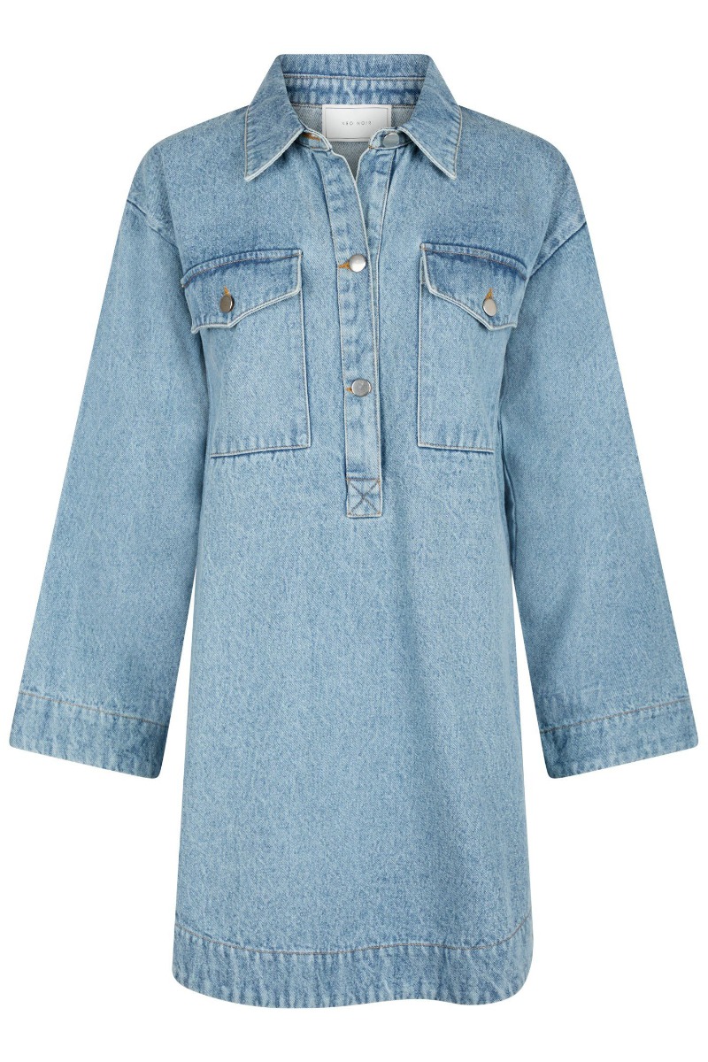 Neo Noir - Kjole - Paras Denim Dress - Smoke Blue Neo Noir - Kjole - Paras Denim Dress - Smoke Blue