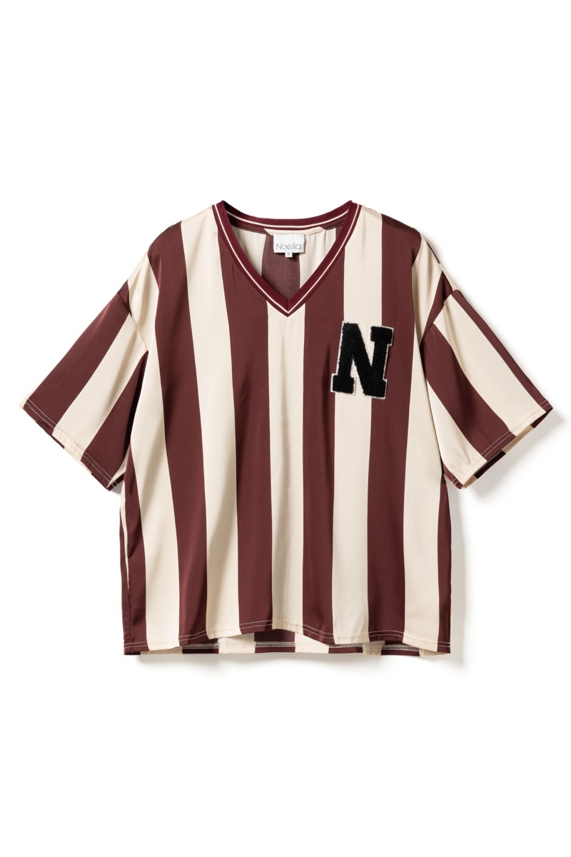 Noella - T-shirt - Lucena Blouse - Mahogany Ivory Stripe Noella - T-shirt - Lucena Blouse - Mahogany Ivory Stripe