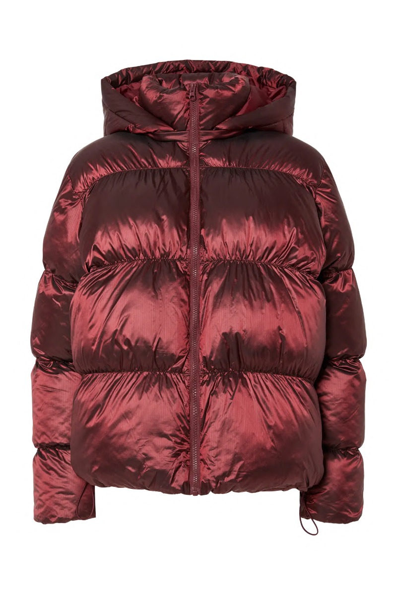 Pieces - Jakke - Milla Shiny Puffer Jacket W. Hood - Tawny Port
