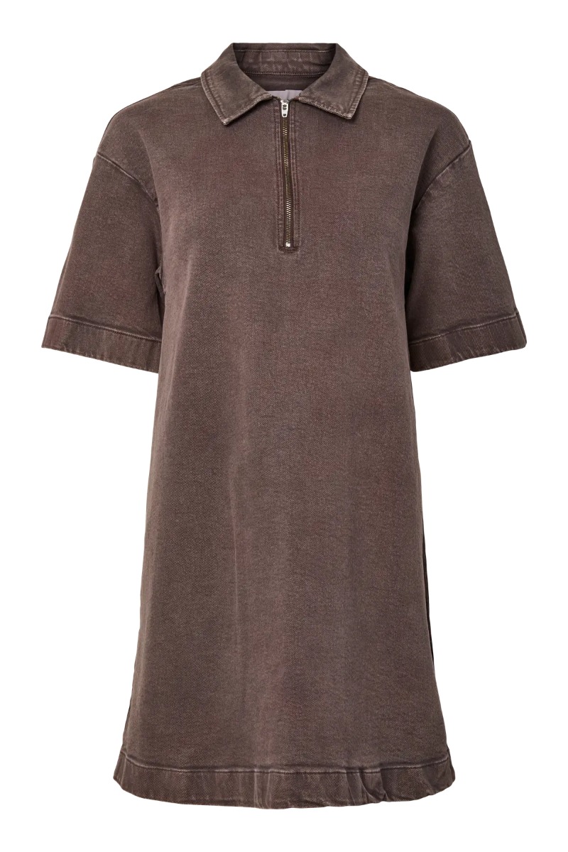 Pieces - Kjole - Selma 3/4 Zip Denim Dress - Hot Fudge Pieces - Kjole - Selma 3/4 Zip Denim Dress - Hot Fudge