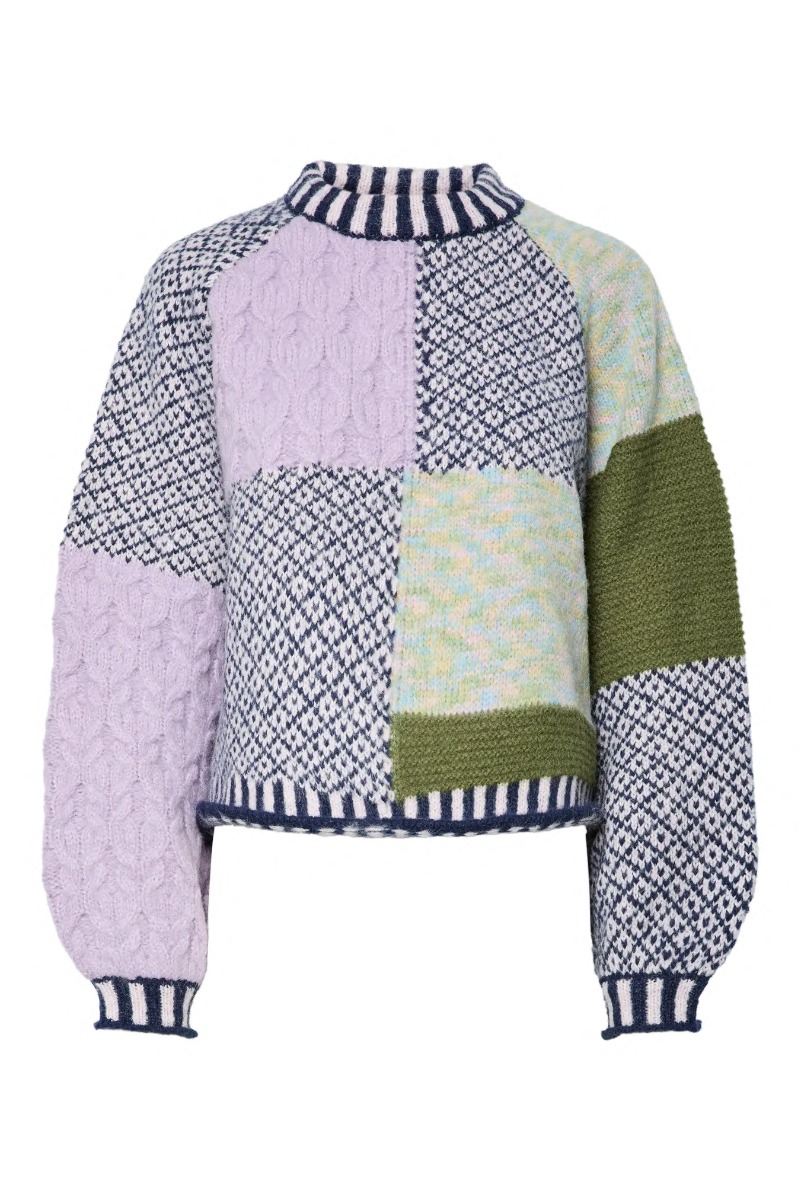 Pieces - Strik - Remix LS High Neck Knit - Birch