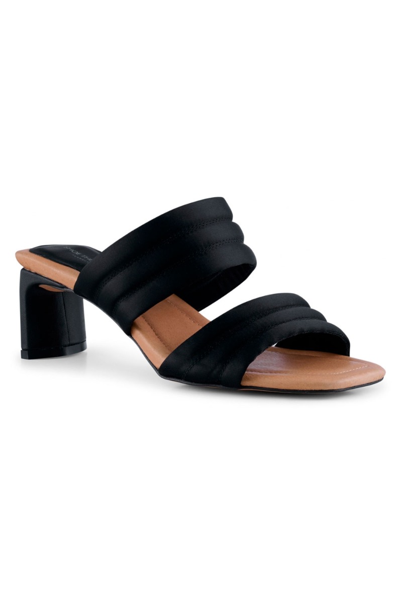 Shoe The Bear - Sandaler - Sylvi Padded Strap - Black Satin (Levering cirka. 5 hverdage)