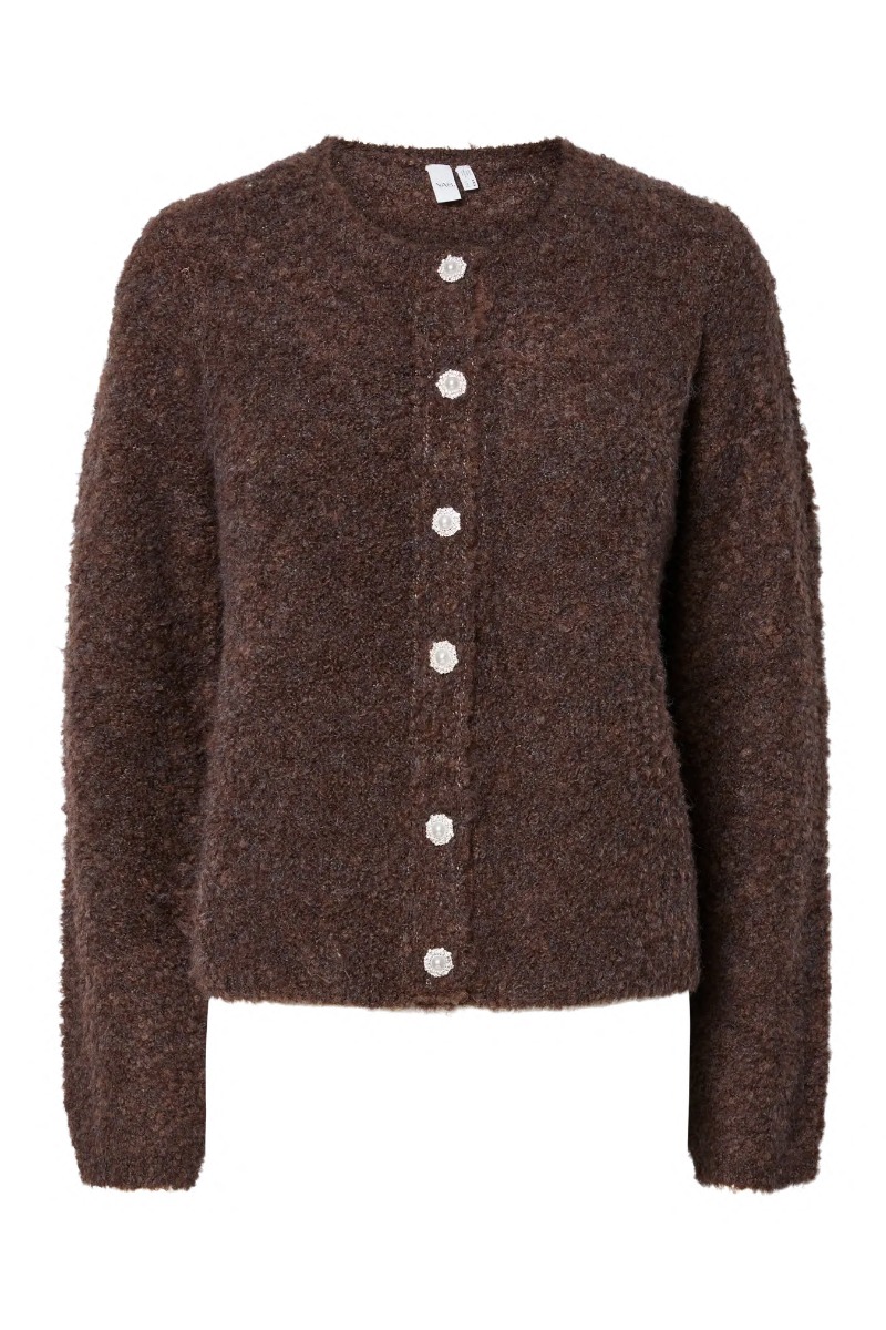 Y.A.S - Cardigan - Plyra Ls Knit Cardigan - Chocolate Brown