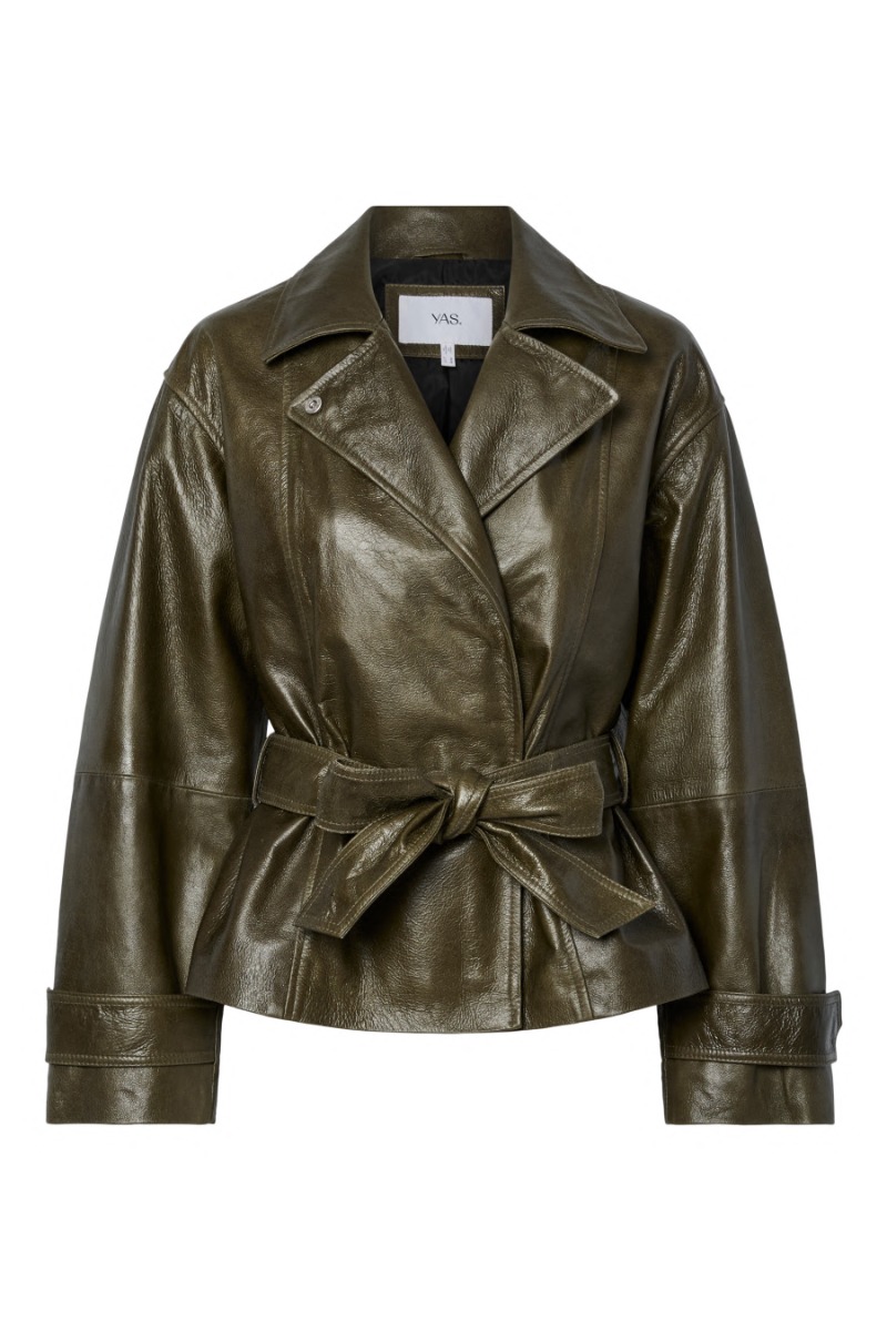 Y.A.S - Jakke - Libbo Ls Leather Jacket - Teak