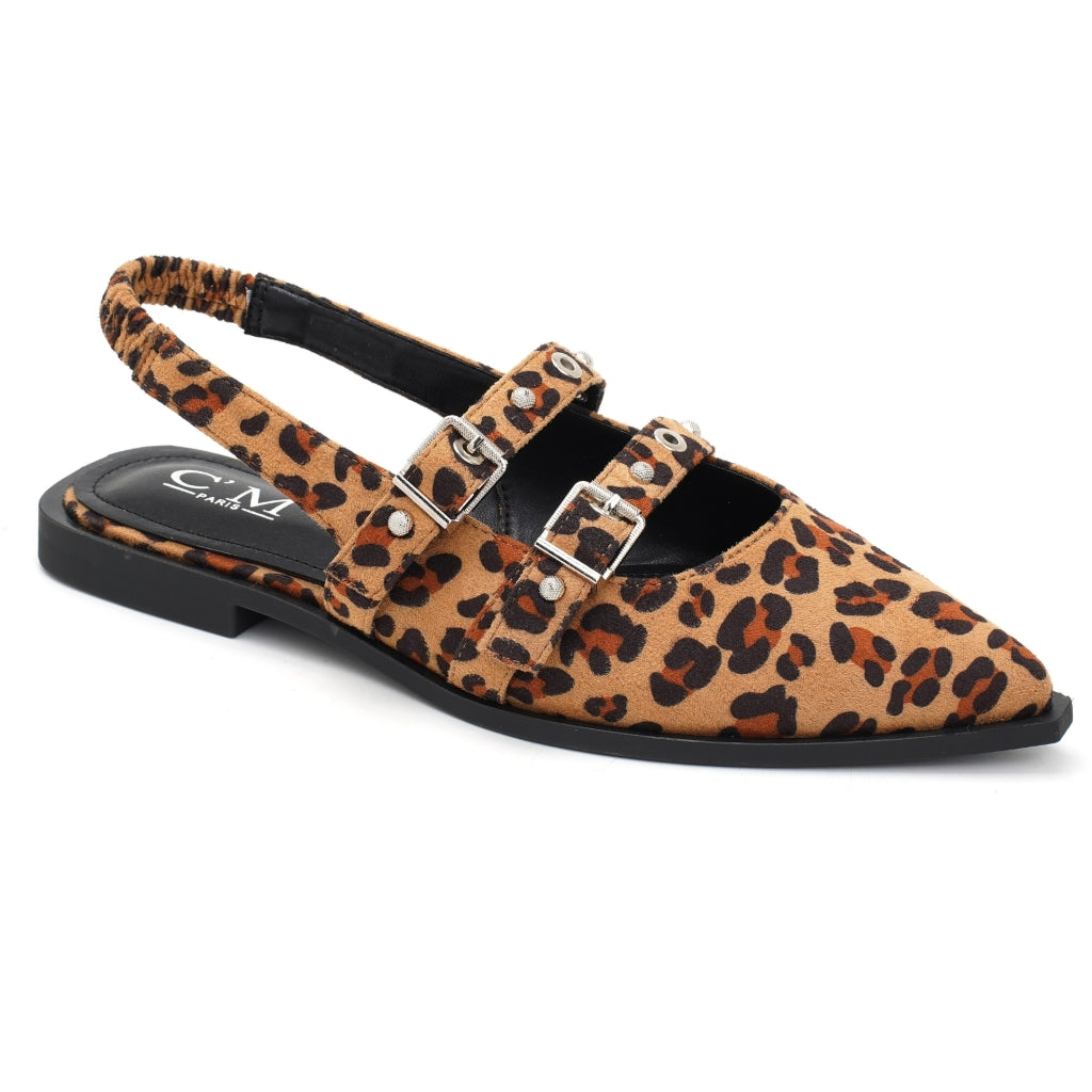 Amelia dame slingback ballerinaer 8316 - Leopard