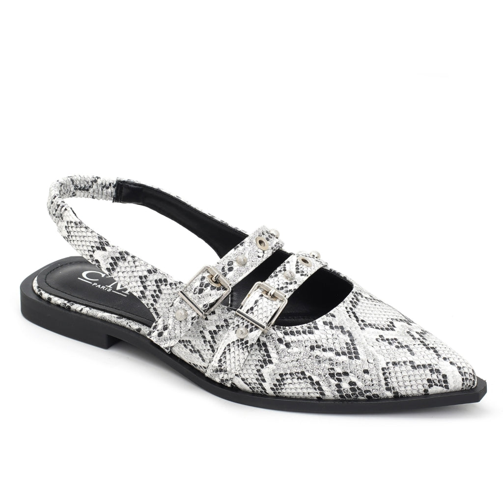 Amelia dame slingback ballerinaer 8316 - Snake