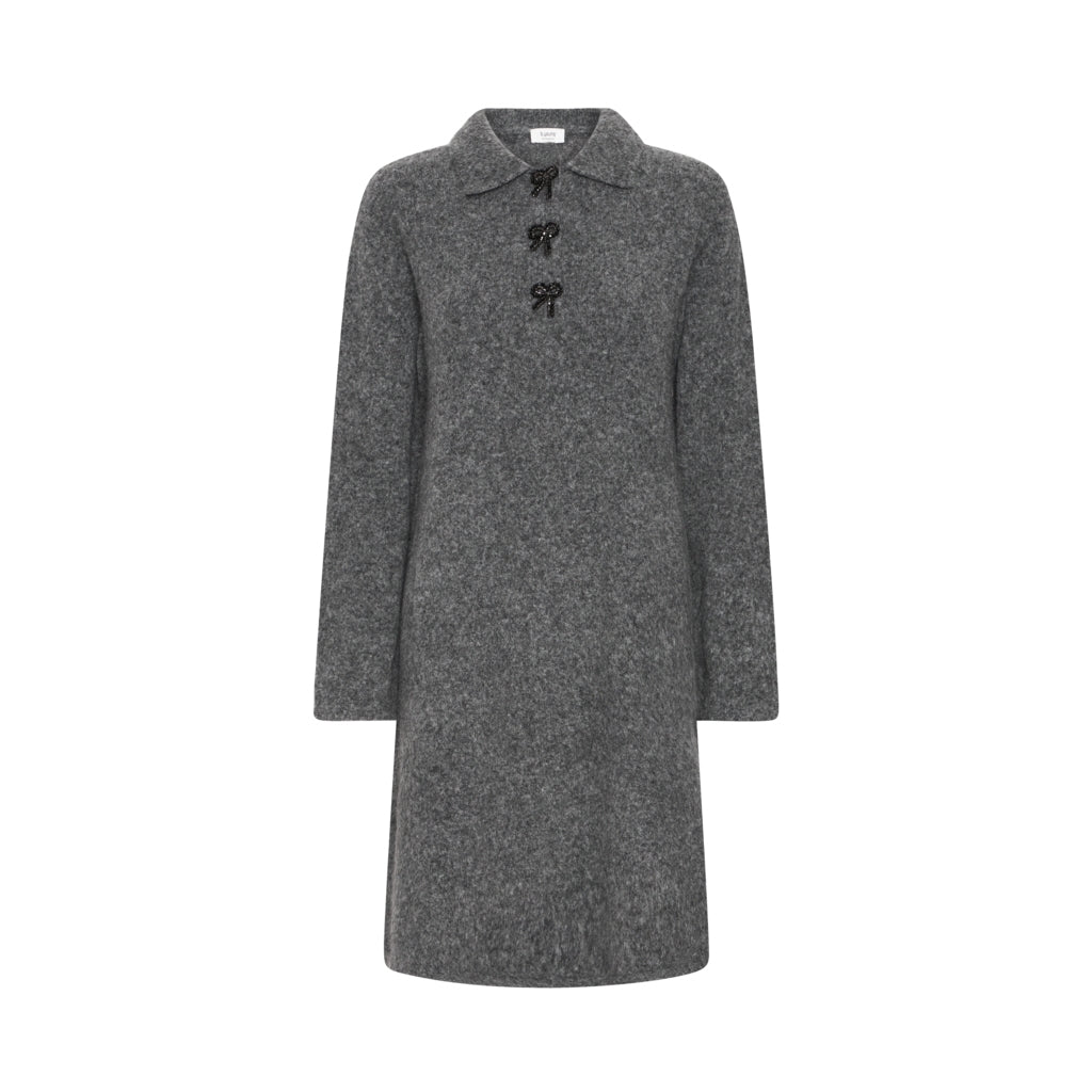 B.young dame strik kjole BYOMEA - Dark grey melange