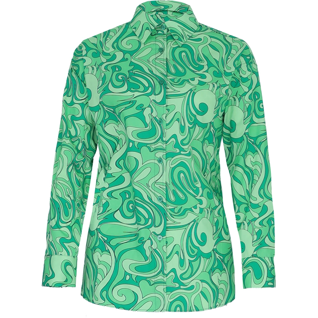 Barbara Kristoffersen bluse - portobello green print