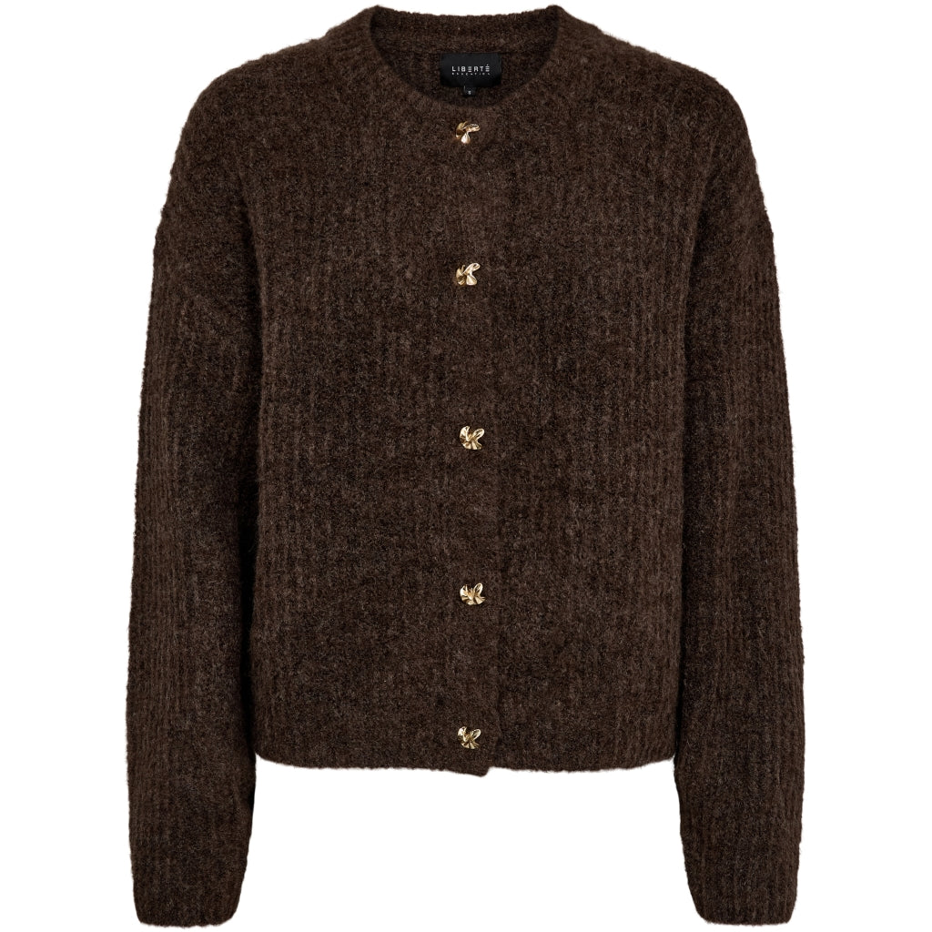 Liberte dame cardigan FRO O-NECK - Chocolate Liberte dame cardigan FRO O-NECK - Chocolate