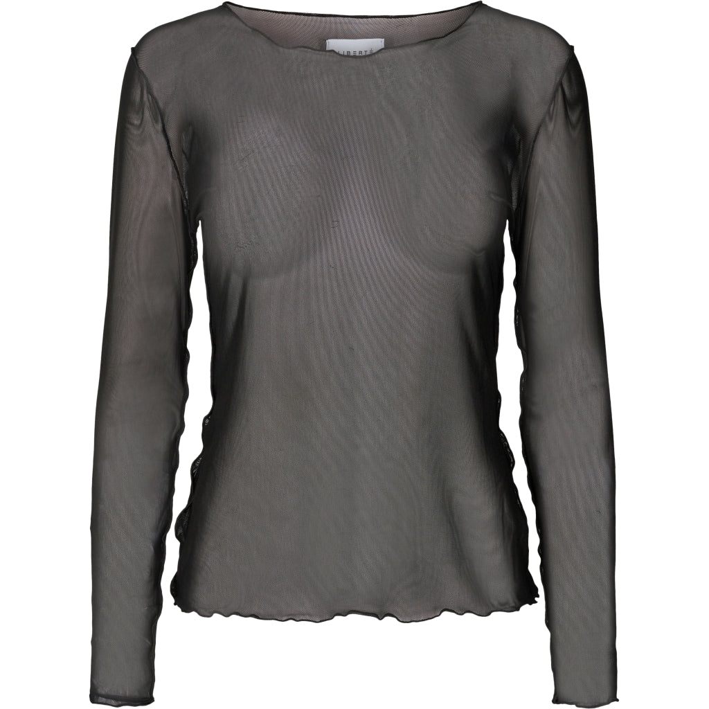 Liberte dame langærmet mesh top 4086 - Black