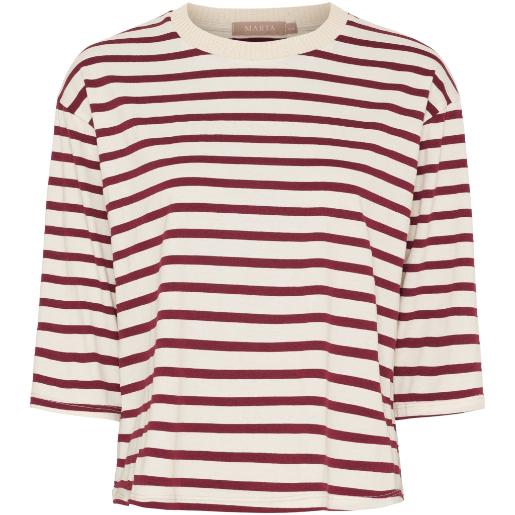 Marta du Chateau dame T-Shirt MdcBrooklyn 58351 - Beige/Bordeaux
