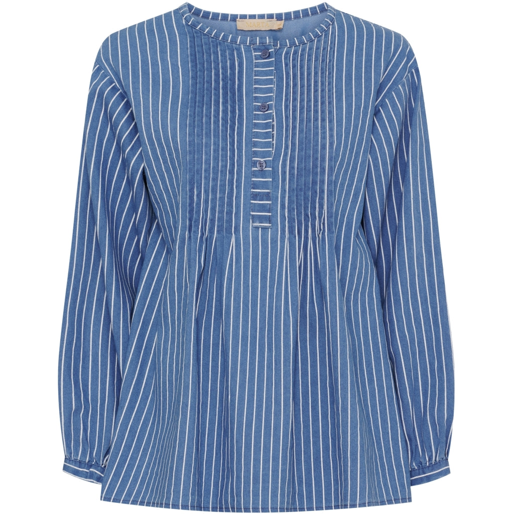 Marta du Chateau dame bluse MdcEulalie 258008 - Medium Blue Marta du Chateau dame bluse MdcEulalie 258008 - Medium Blue