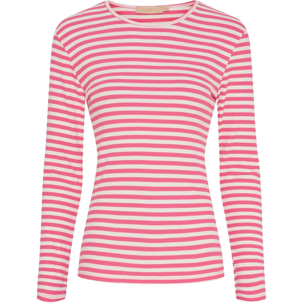 Marta du Chateau dame langærmet T-Shirt MdcJosiane 49066 - Cardinale/Greggio