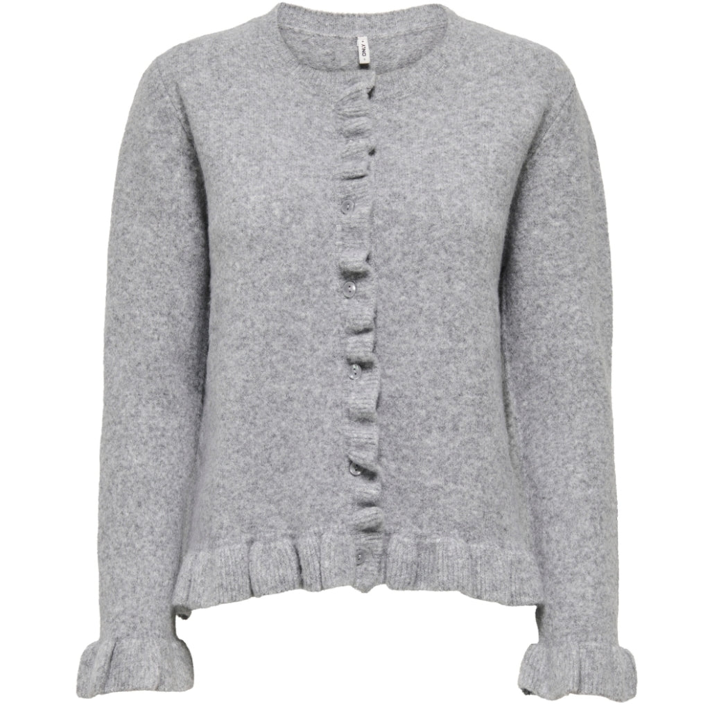 ONLY DAME CARDIGAN ONLRIMA - Light Grey Melange Button