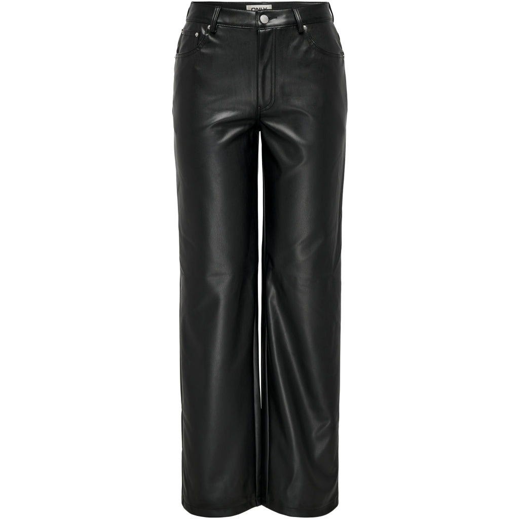 ONLY Dame Bukser FAUX LEATHER ONLKIRI - Black