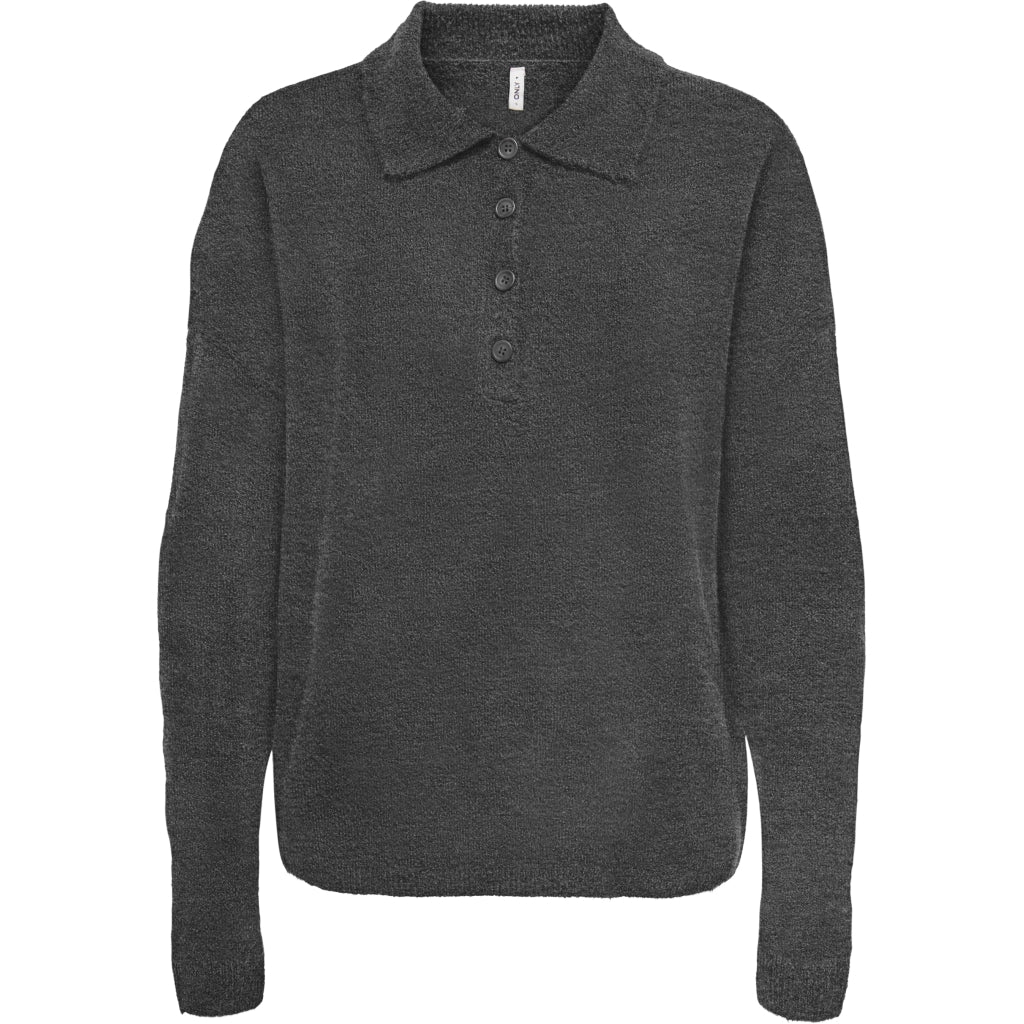 ONLY Dame Strik Polo ONLTALIO - Dark Grey Melange Detail:DTM Horn Button ONLY Dame Strik Polo ONLTALIO - Dark Grey Melange Detail:DTM Horn Button