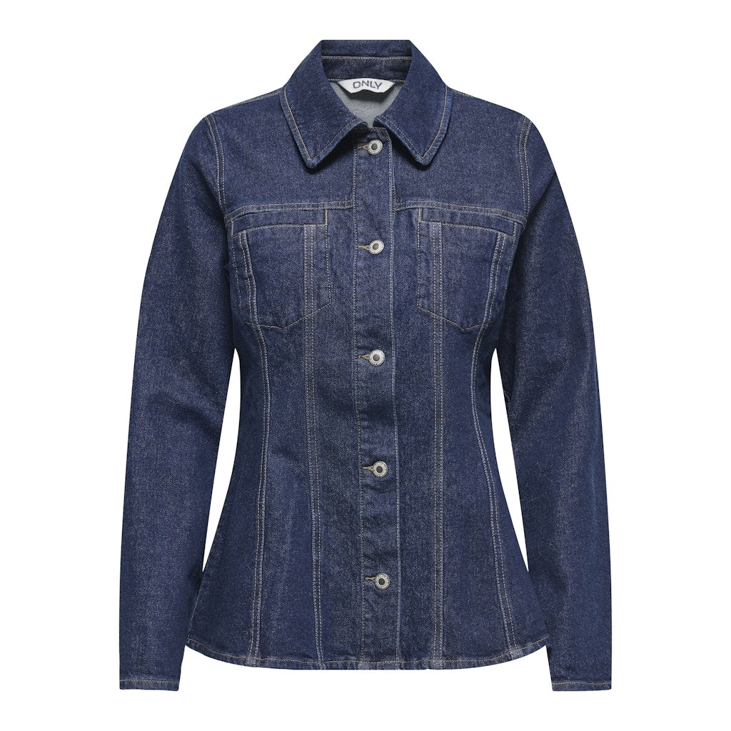 ONLY dame jakke ONLELLE - Dark Blue Denim Detail RINSE