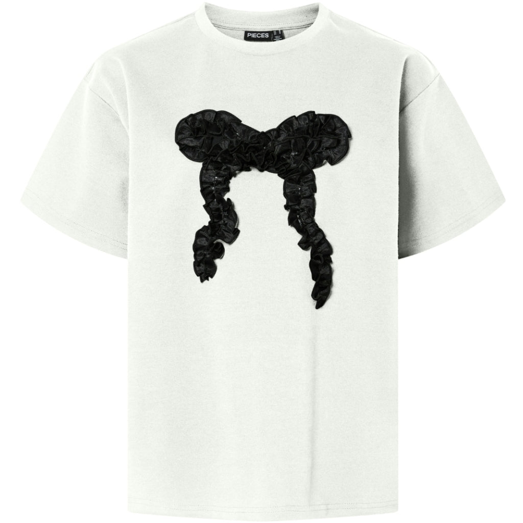 PIECES DAME T-SHIRT PCMAUDELLE - Bright White Black BOW