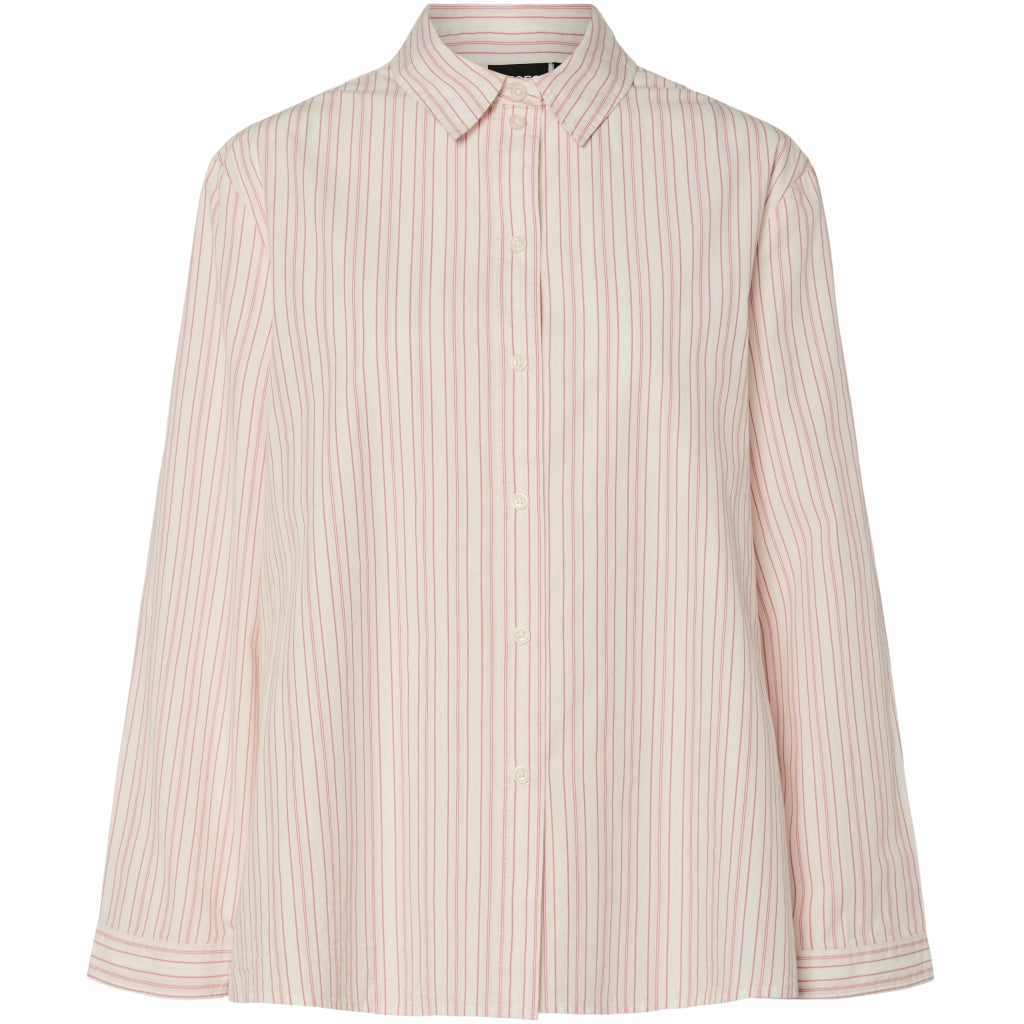 PIECES dame skjorte PCSULLE - Cloud Dancer Stripes Pink Lemonade