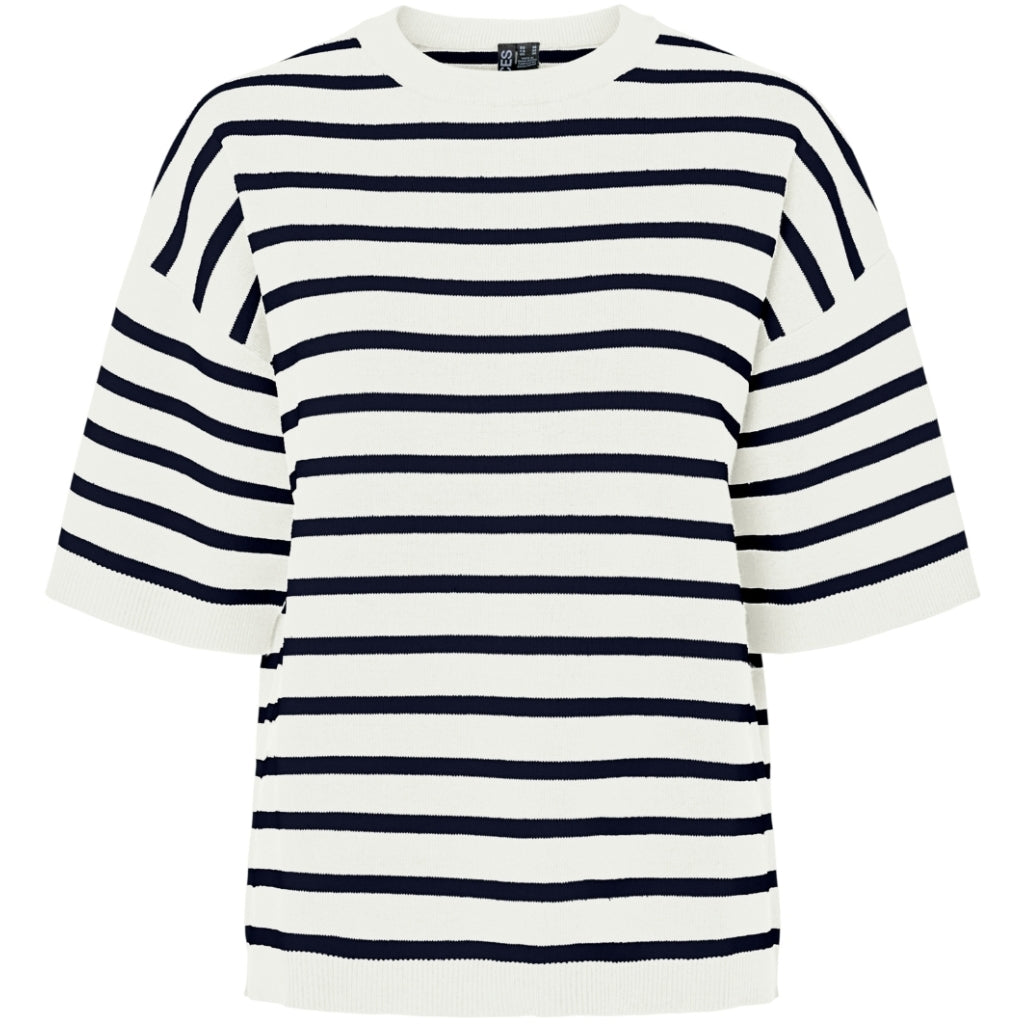 PIECES dame strik PCTIAN - Cloud Dancer Maritime Blue