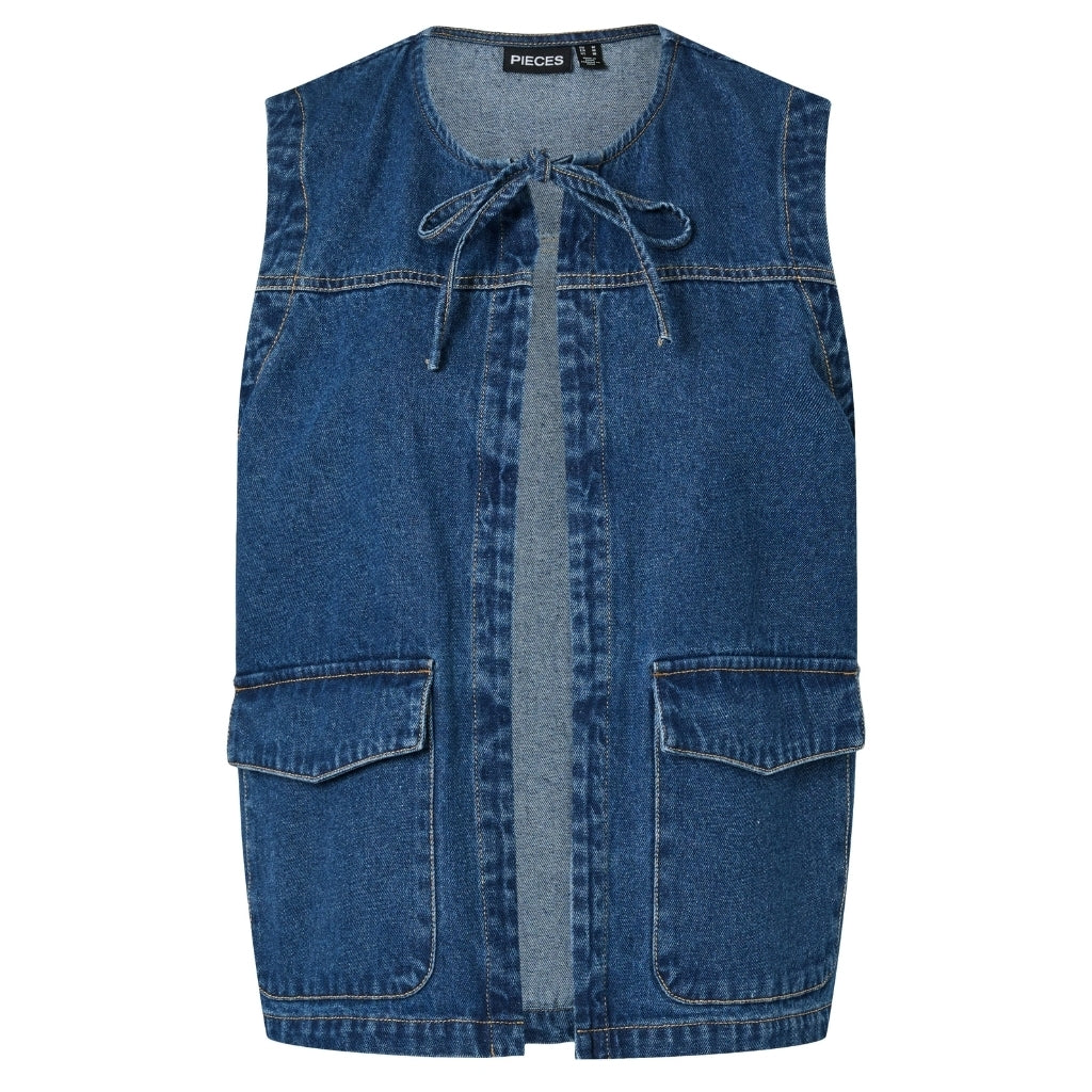 PIECES dame vest PCFENNA - Dark Blue Denim