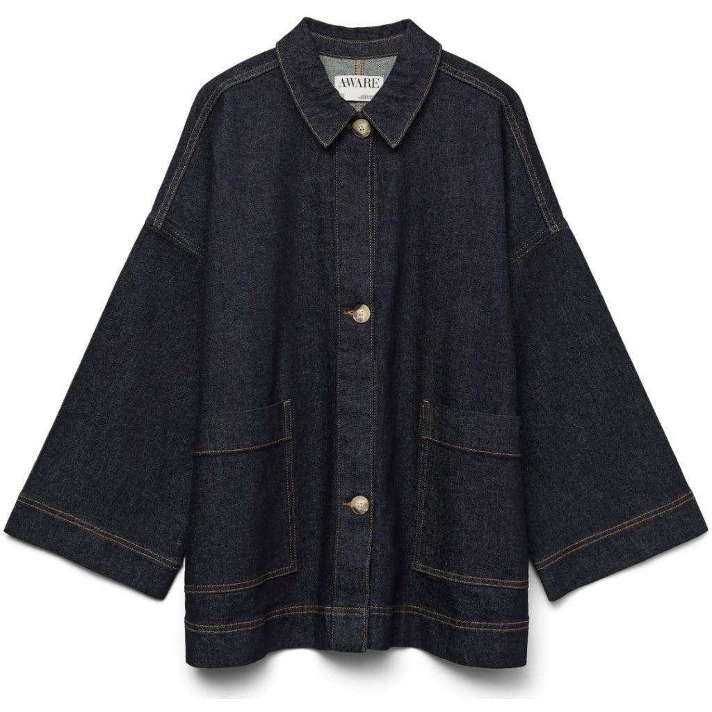 VERO MODA DAME JAKKE AWVERENA - Dark Blue Denim Rinse