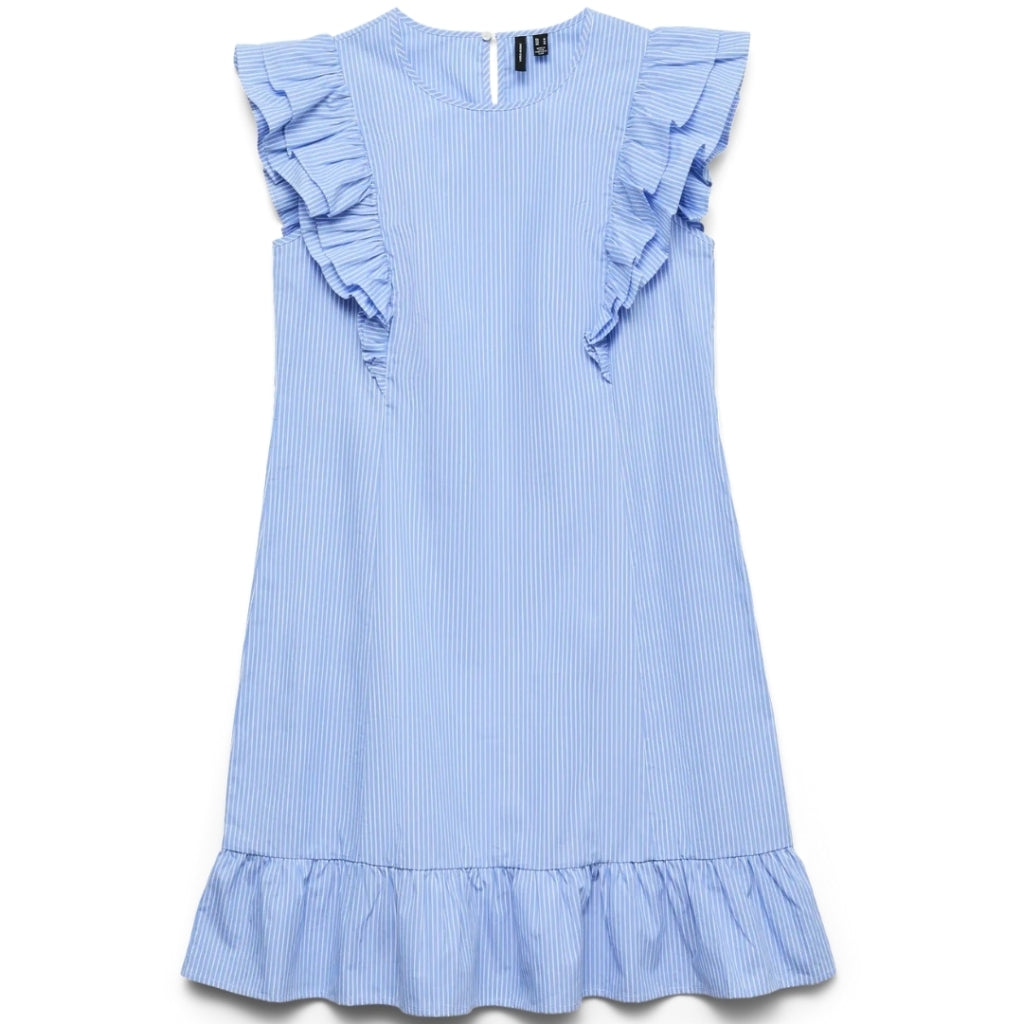 VERO MODA DAME KJOLE VMAILA - Little Boy Blue White VERO MODA DAME KJOLE VMAILA - Little Boy Blue White