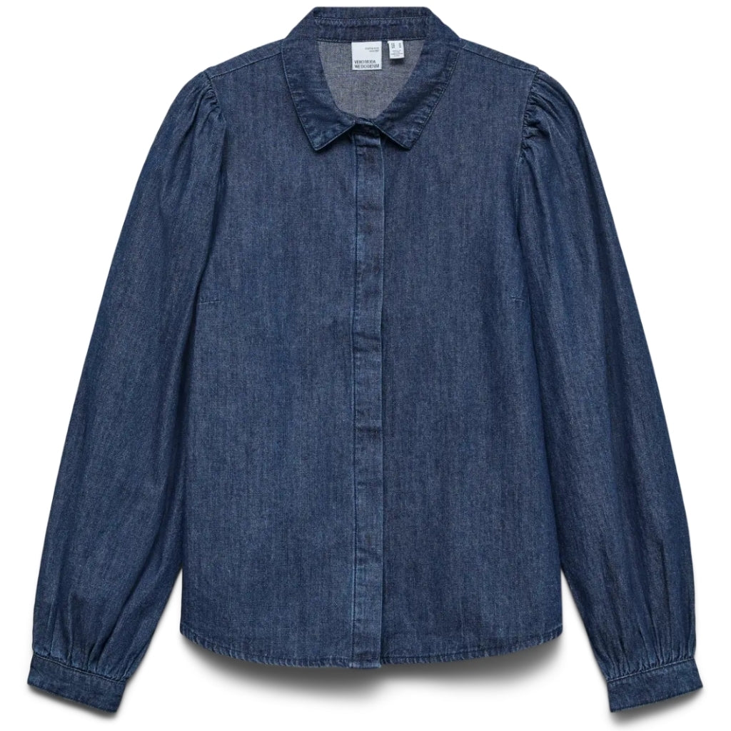 VERO MODA DAME SKJORTE VMNILY - Dark Blue Denim