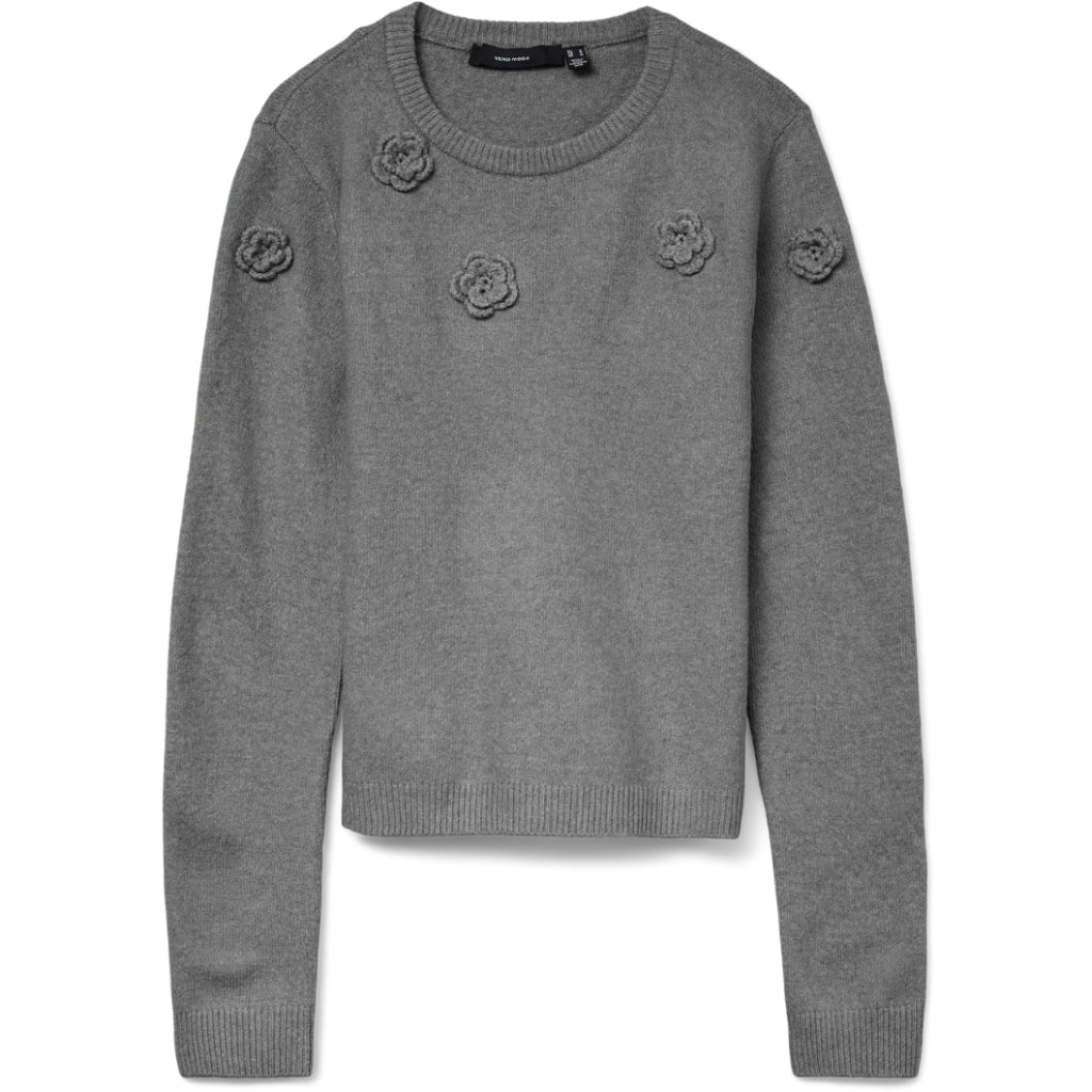 VERO MODA DAME STRIKTRØJE VMROSE - Medium grey melange VERO MODA DAME STRIKTRØJE VMROSE - Medium grey melange