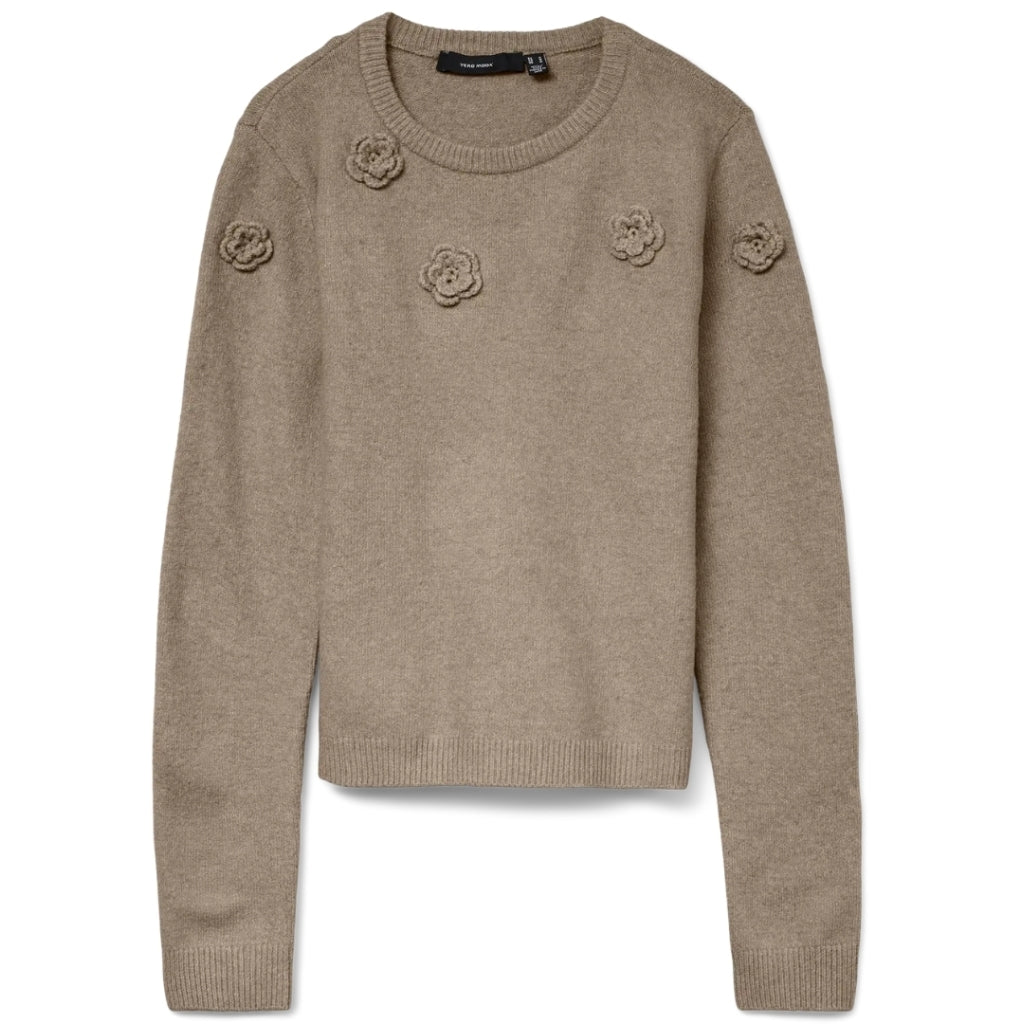 VERO MODA DAME STRIKTRØJE VMROSE - Silver Mink Melange