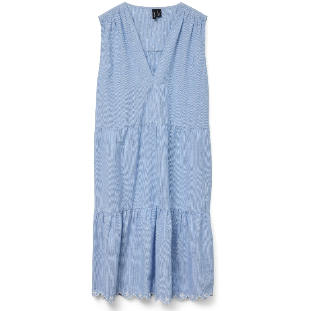 VERO MODA dame kjole VMNIKA - Cashmere Blue Bright White