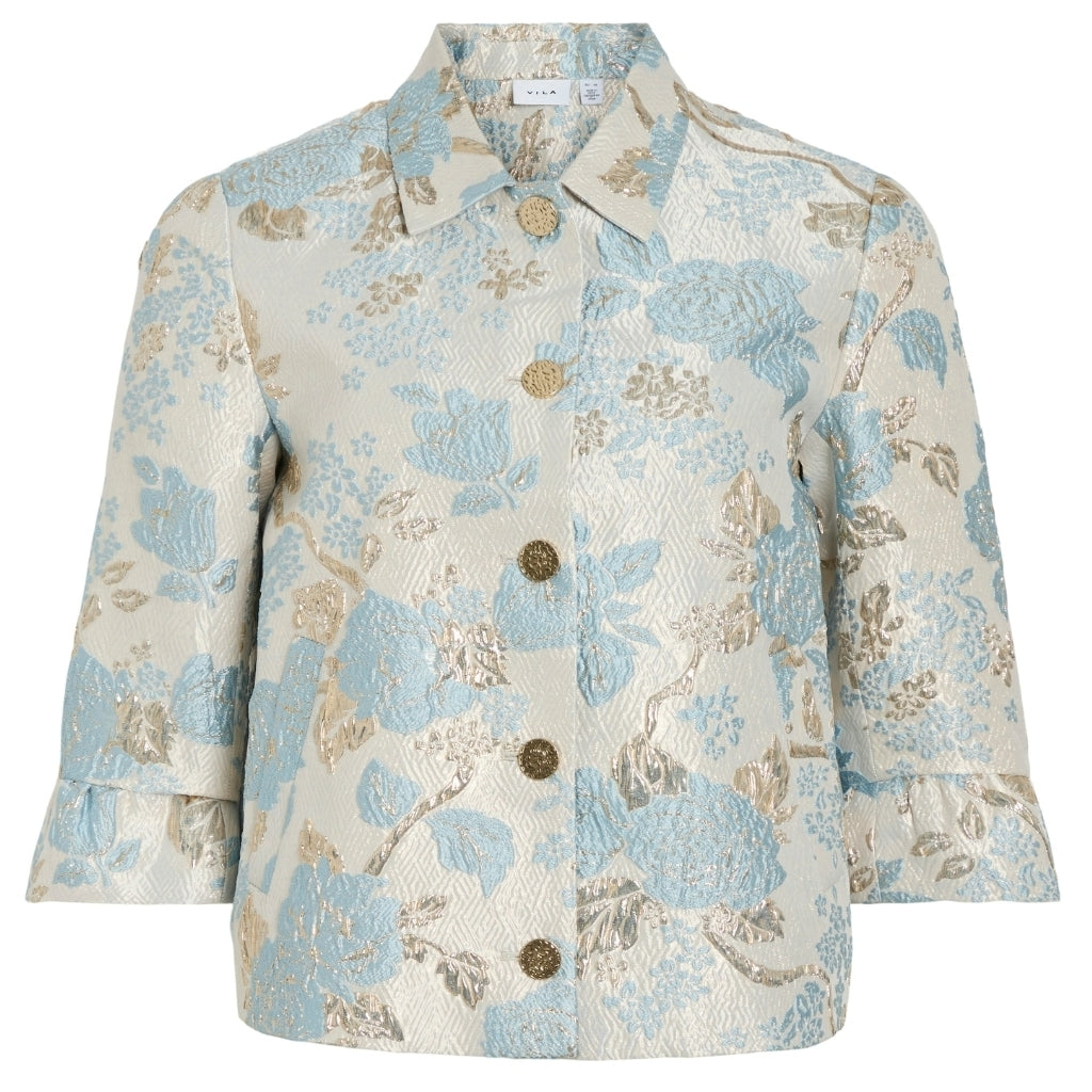 VILA dame blazer VIOTHEA - Snow White JAQUARD BLUE/GOLD VILA dame blazer VIOTHEA - Snow White JAQUARD BLUE/GOLD
