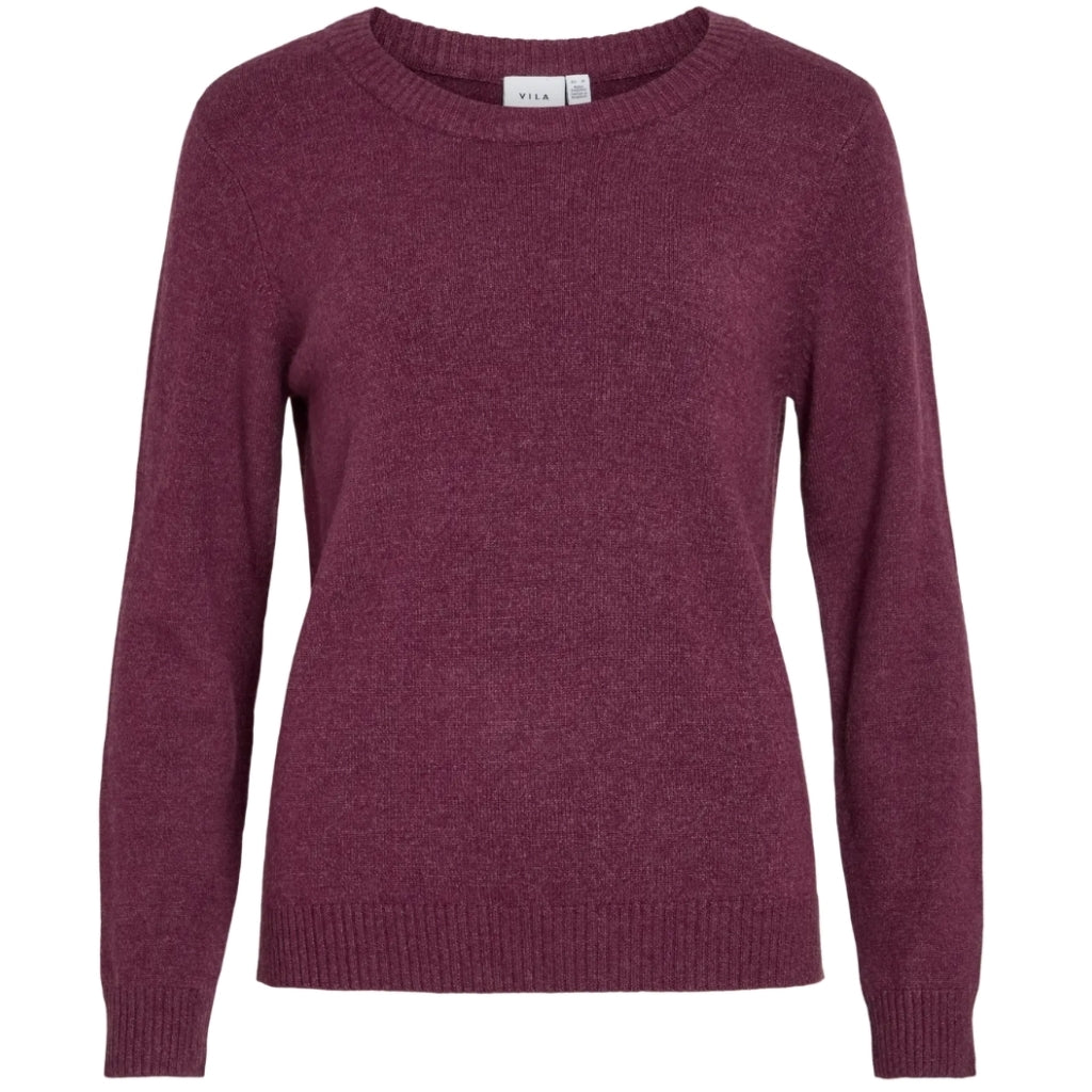 VILA dame strik VIRIL - Fig Dark Melange
