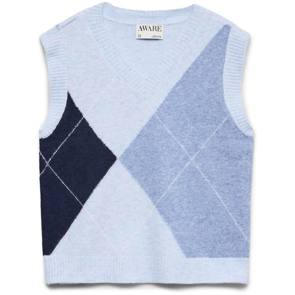 Vero Moda AWARE Dame Strik Vest AWMALIRA - Arctic Ice Pattern:DARK SAPPHIRE Vero Moda AWARE Dame Strik Vest AWMALIRA - Arctic Ice Pattern:DARK SAPPHIRE